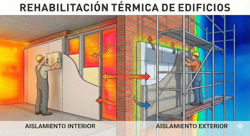 aislamiento térmico interior y exterior rehabilitación de edificios