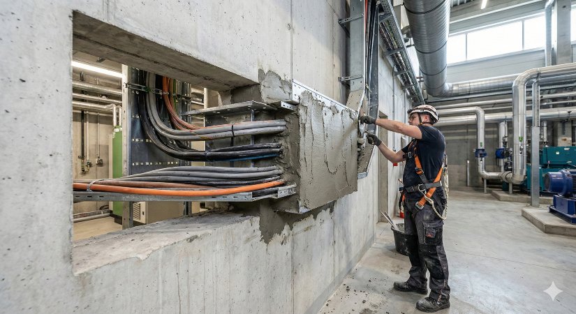 sellado de pasos de instalaciones en edificios Passivhaus